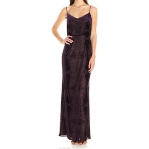 Adrianna Papell Women's Burn Out Velvet Blouson Gown Aubergine Eggplant purple 6